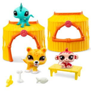 Littlest Pet Shop Tiki Jungle Play Pack (3Pets/Access/1Card/5 Digital Surprises)